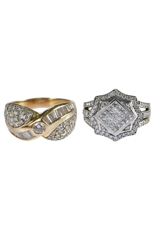Two 14k Gold Diamond Rings