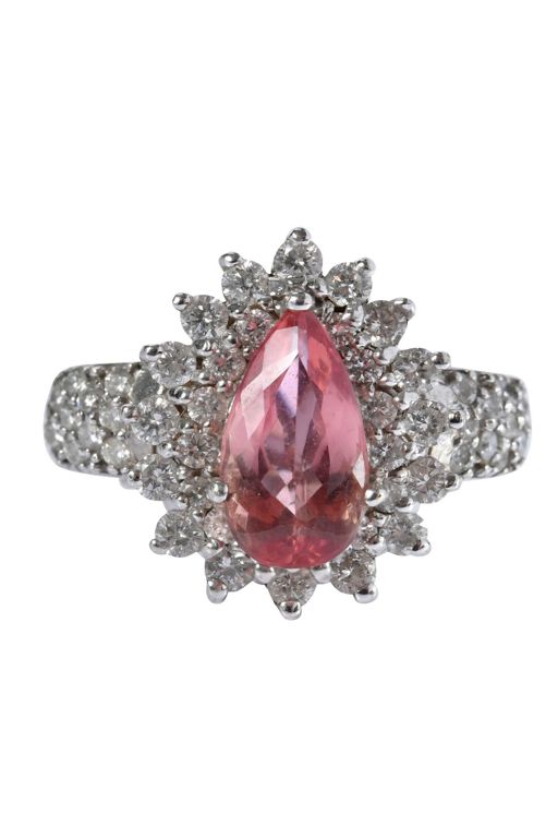18k Gold Topaz and Diamond Ring