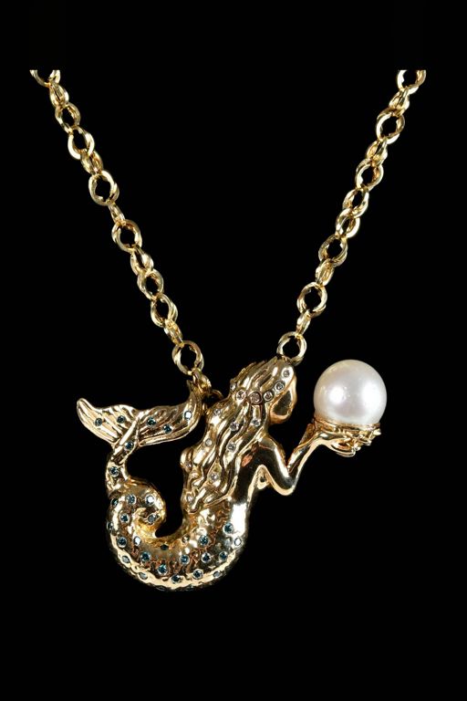 14k Gold Pearl and Diamond Pendant Necklace