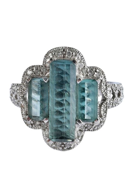 14k Gold Tourmaline and Diamond Ring