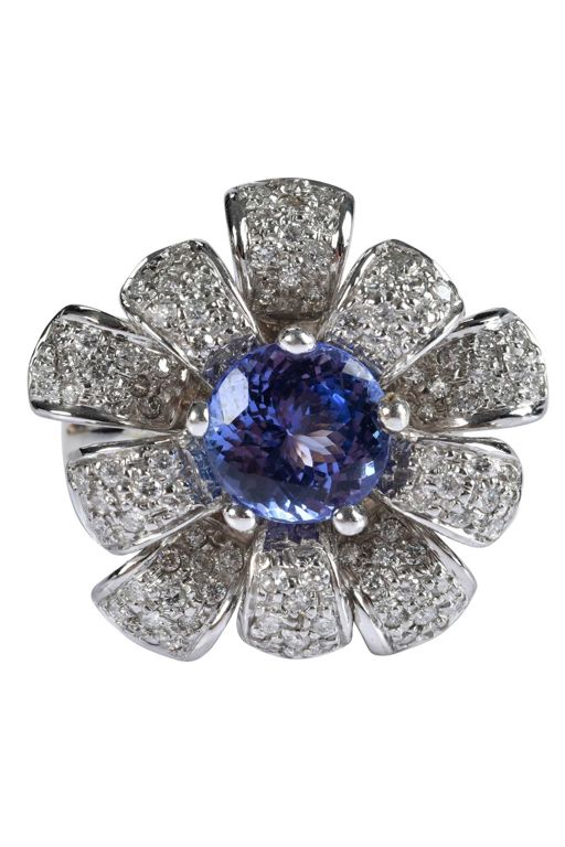 14k Gold Tanzanite and Diamond Ring