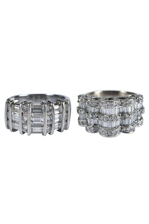 Two 14k Gold and Platinum Diamond Rings