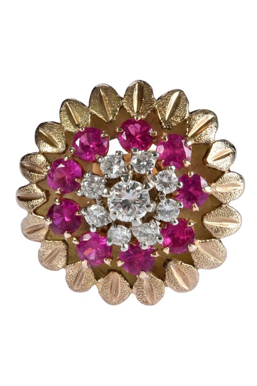 14k Gold Ruby and Diamond Ring