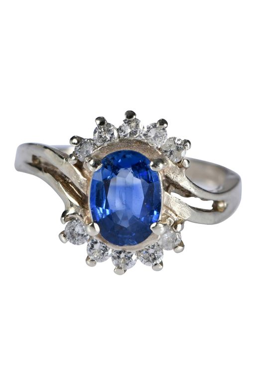 14k Gold Sapphire and Diamond Ring