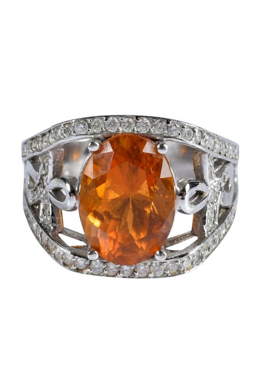14k Gold Clinohumite and Diamond Ring