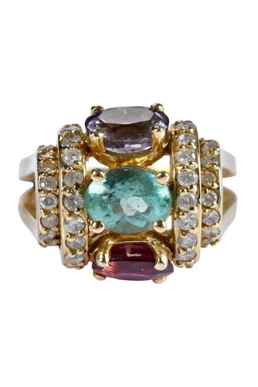 14k Gold Tourmaline and Diamond Ring