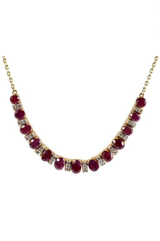 14k Gold Ruby and Diamond Necklace