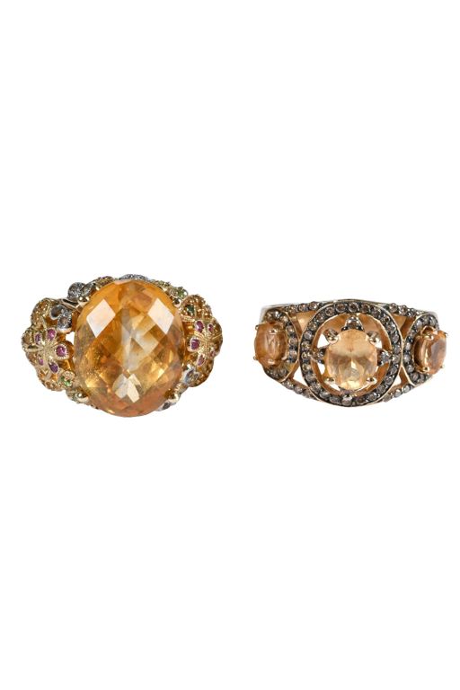 Two 14k Gold Multi-Gem Rings