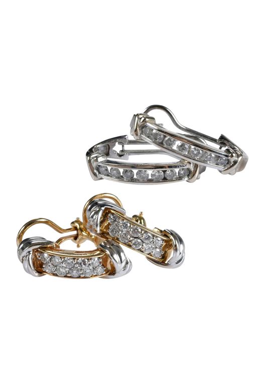 J-Hoop Yellow Gold Hoop Diamond Earrings