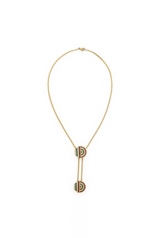 18k Yellow Gold Multi-Gem Pendant Necklace