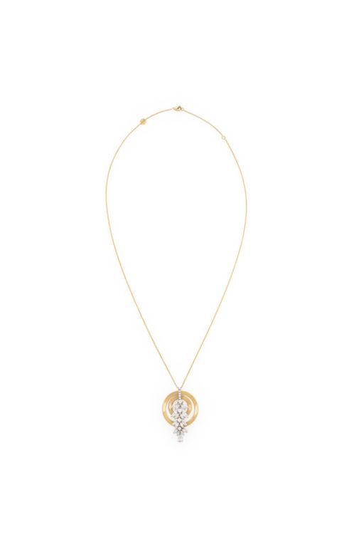 18k Yellow and White Gold Diamond Pendant Necklace
