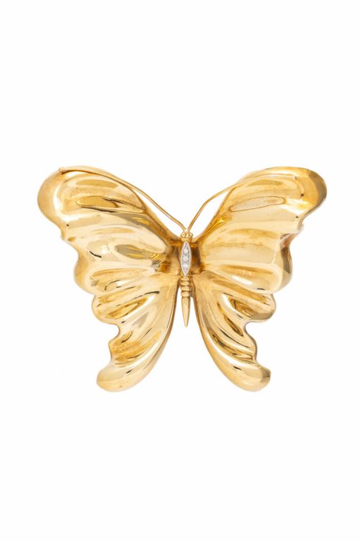 18k Yellow Gold Diamond Butterfly Pendant/Brooch