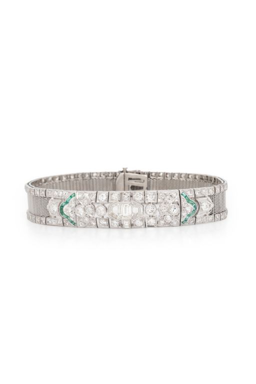 Platinum Emerald and Diamond Bracelet