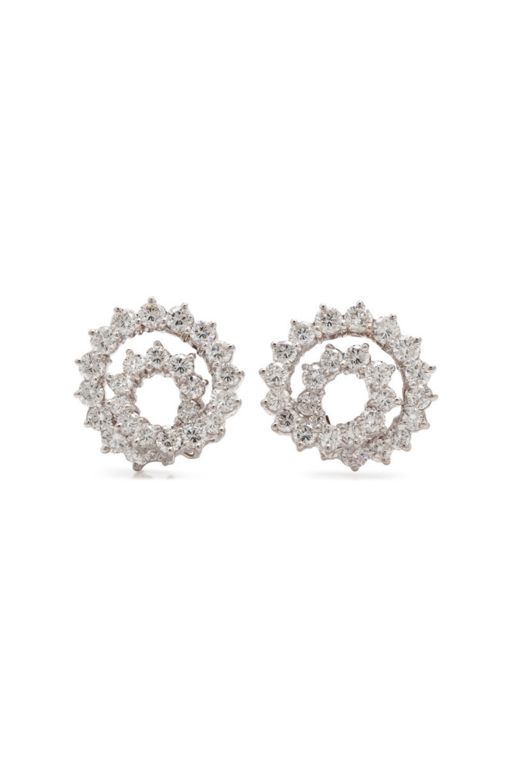 18k White Gold Diamond Spiral Earrings