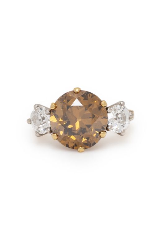 18k Yellow Gold and Platinum Diamond Ring