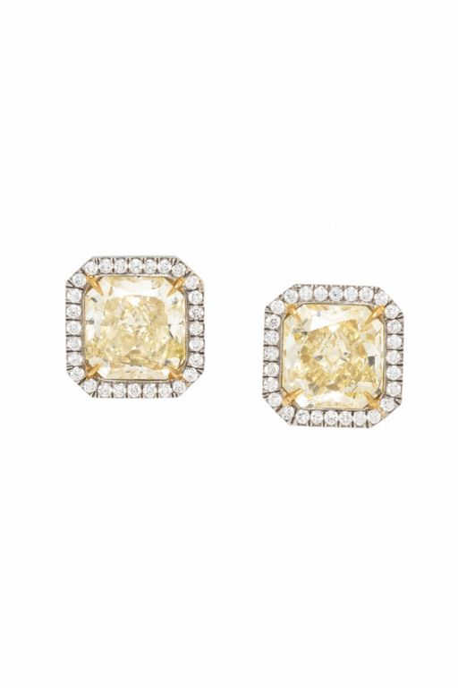 18k White and Yellow Gold Diamond Earrings