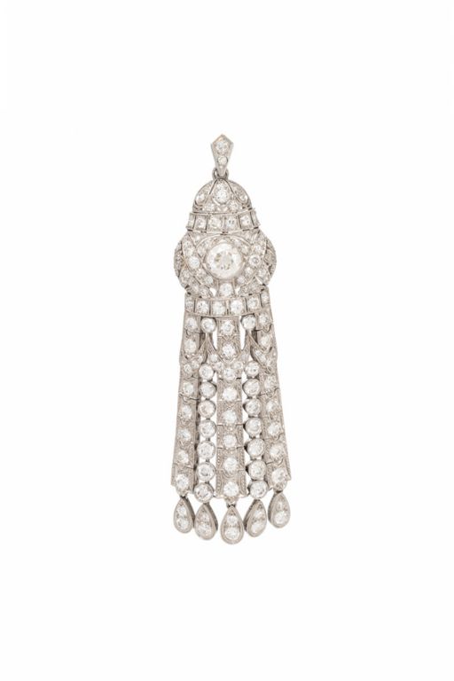 Platinum Diamond Tassel Pendant/Brooch