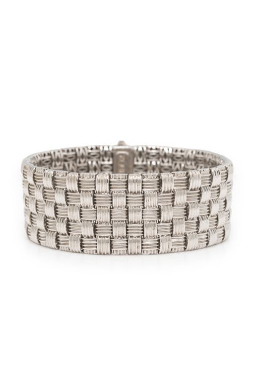18k Two-Tone Gold Diamond Basket Weave Bracelet