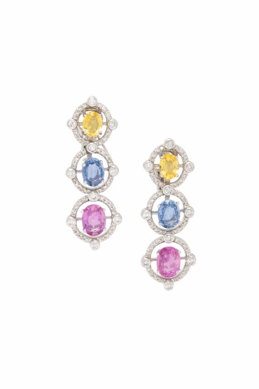18k White Gold Sapphire and Diamond Earrings