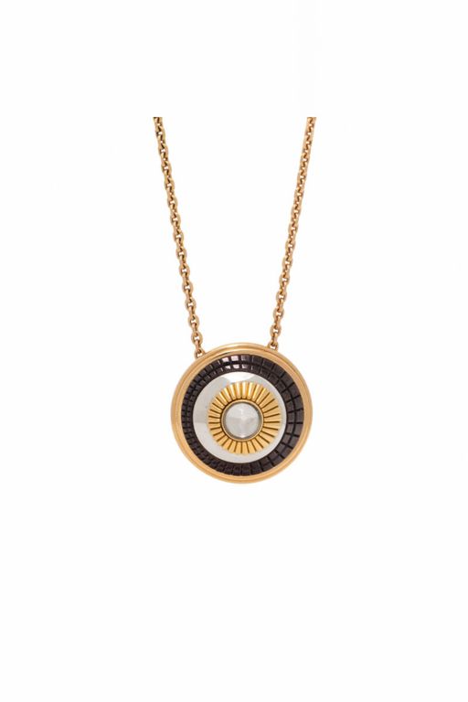 18k Tri-Color Gold Rock Crystal Pendant Necklace
