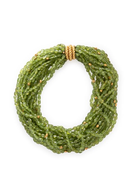 18k Yellow Gold Peridot Torsade Necklace