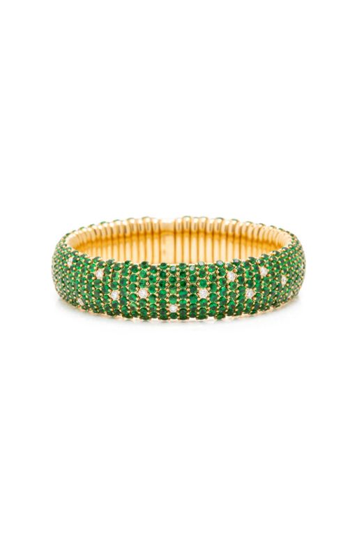 18k Gold Tsavorite and Diamond Flexible Bracelet
