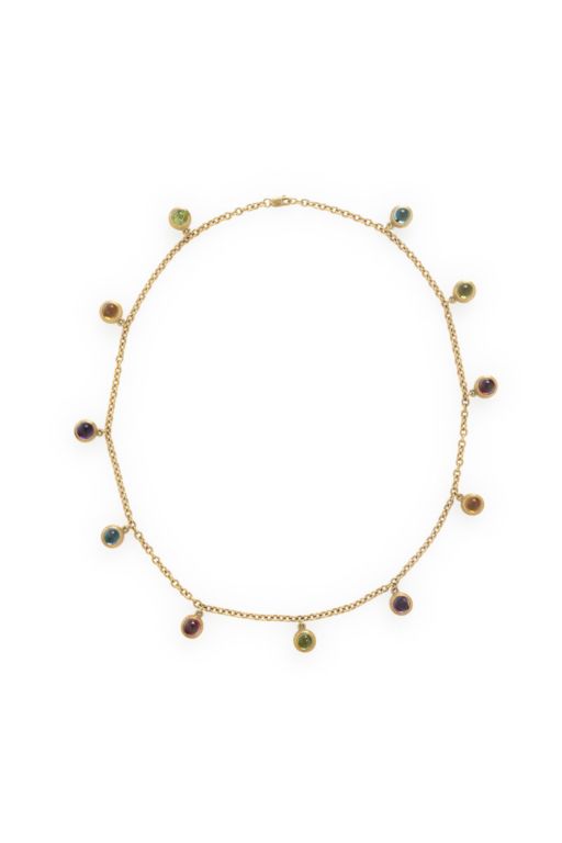 18k Yellow Gold Multi-Gem Chain Necklace