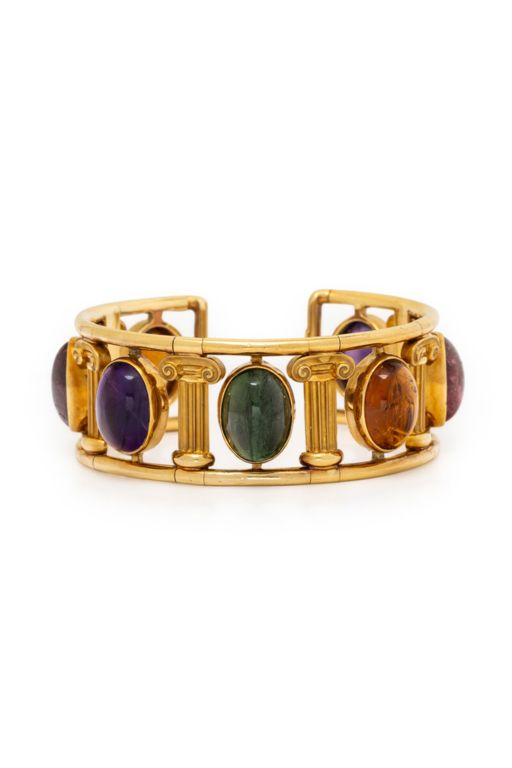 18k Yellow Gold Multi-Gem Cuff Bracelet