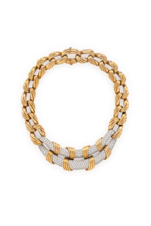 18k Yellow and White Gold Diamond Necklace