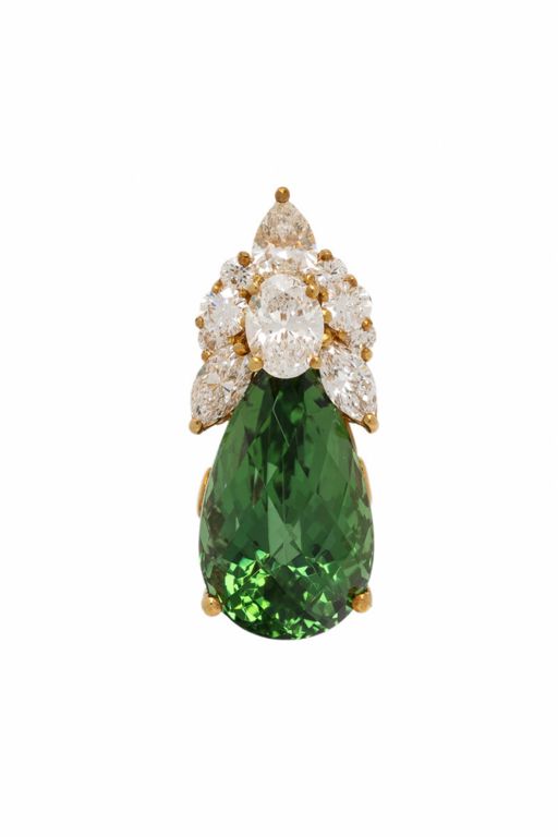 18k Yellow Gold Tourmaline and Diamond Pendant