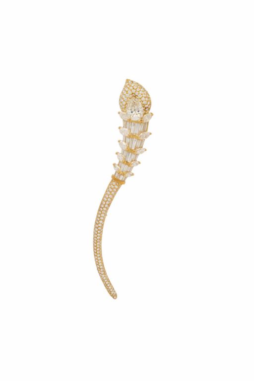 18k Yellow Gold Diamond Brooch