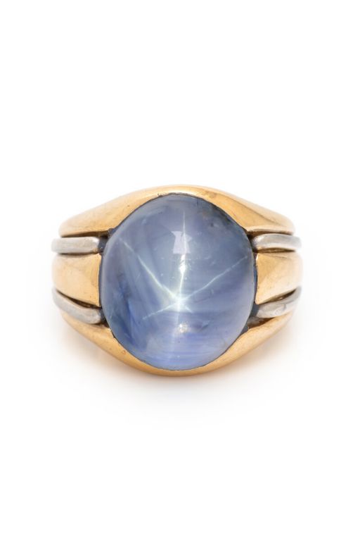 18k Yellow and White Gold Star Sapphire Ring