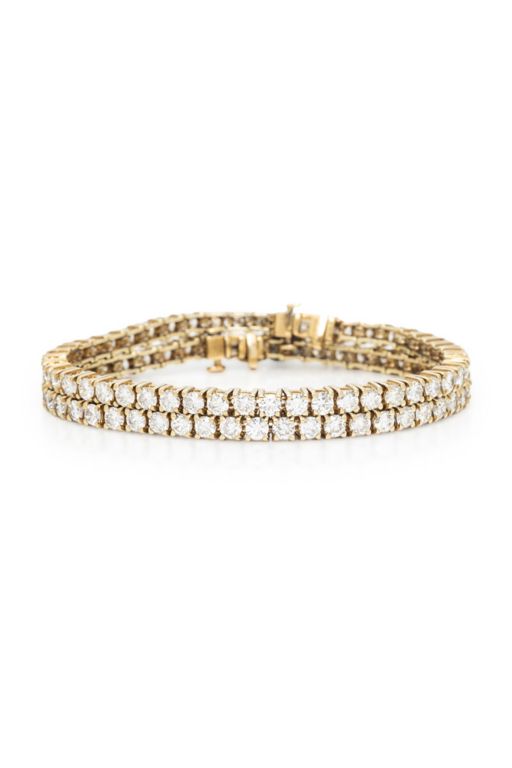 Two 14k Yellow Gold Diamond Line Bracelets