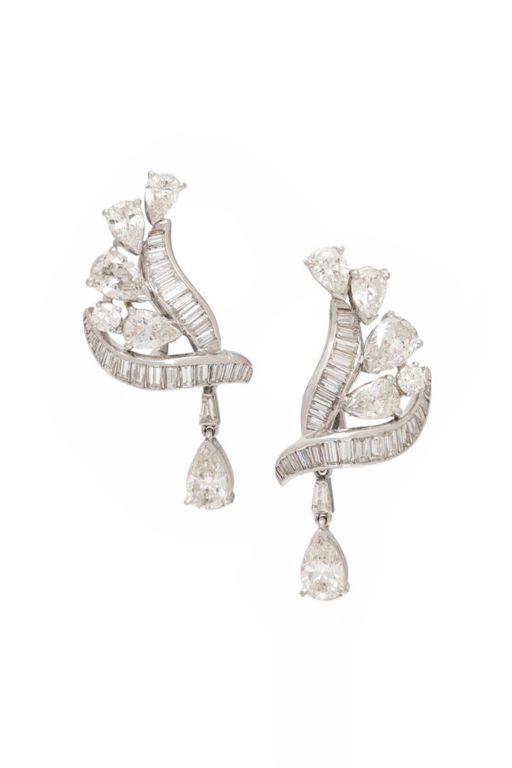 Platinum and 14k White Gold Diamond Earrings