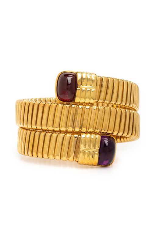 18k Yellow Gold Amethyst and Garnet Bracelet