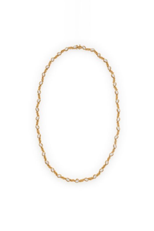 18k Yellow Gold and Platinum Diamond Necklace