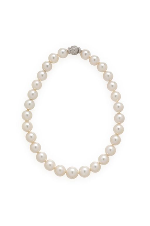 18k White Gold Pearl and Diamond Necklace