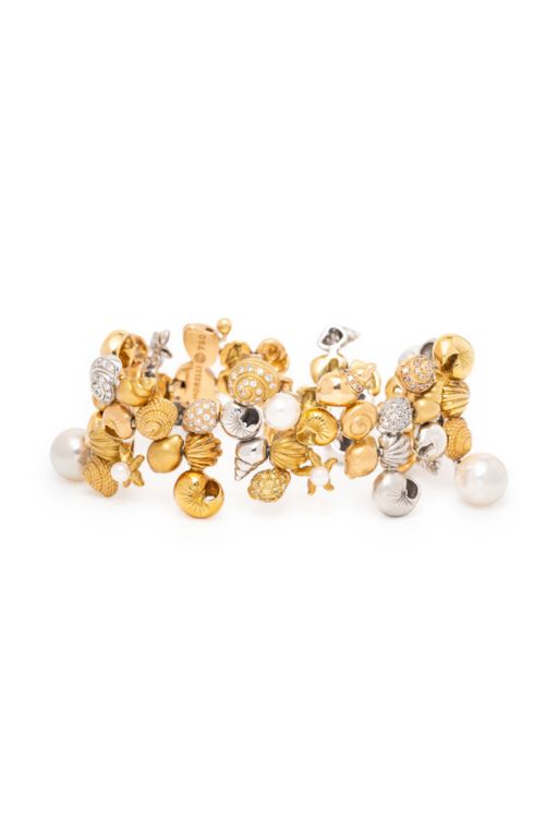 18k Tri-Color Gold and Pearl and Diamond Bracelet