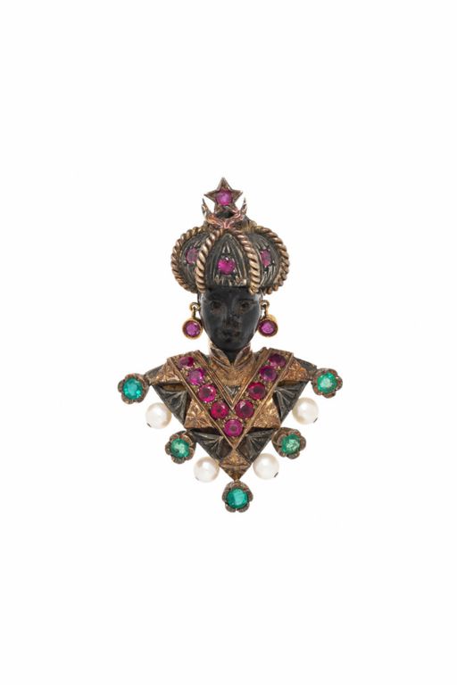 Yellow Gold Multi-Gem Figural Brooch