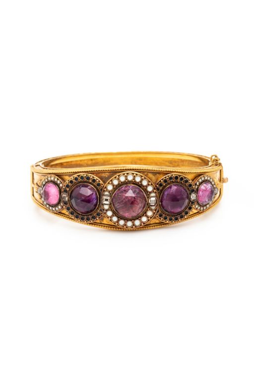 18k Yellow Gold Multi-Gem Bangle Bracelet