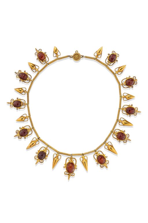 High Karat Yellow Gold Carnelian Choker Necklace