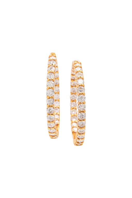 18k Yellow Gold Diamond Hoop Earrings