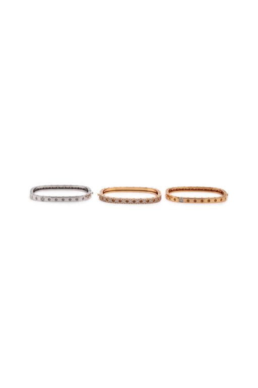Three 18k Gold Diamond Bangle Bracelets