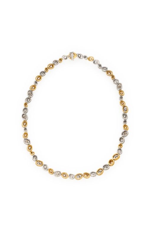 18k Yellow and White Gold Diamond Necklace
