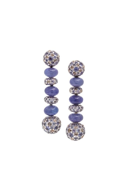 18k White Gold Tanzanite and Diamond Bead Earrings