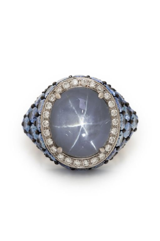14k Two-Tone Gold Sapphire and Diamond Ring