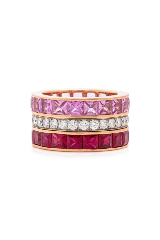 18k Rose Gold and Platinum Multi-Gem Eternity Ring