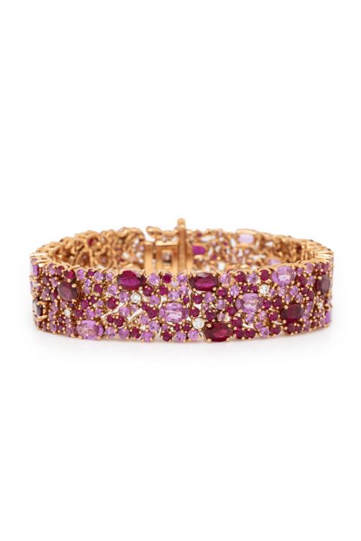 18k Rose Gold Ruby, Sapphire and Diamond Bracelet