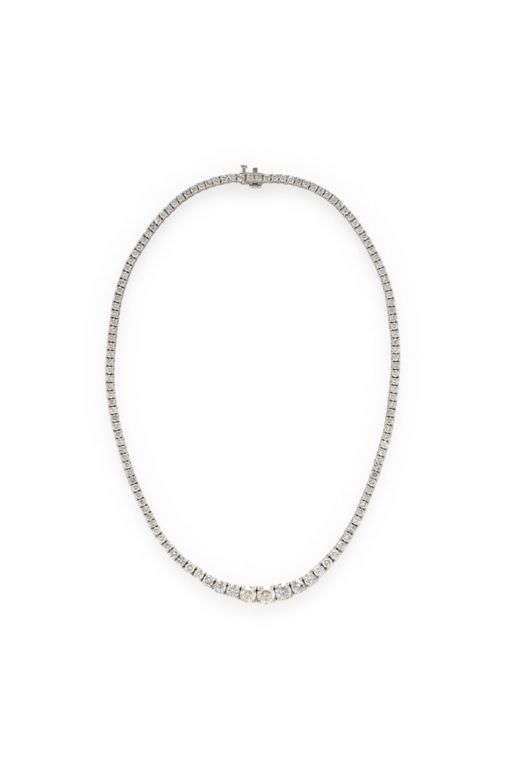 18k White Gold Diamond Rivière Necklace
