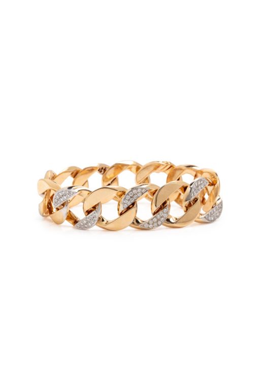 14k Yellow and White Gold Diamond Link Bracelet